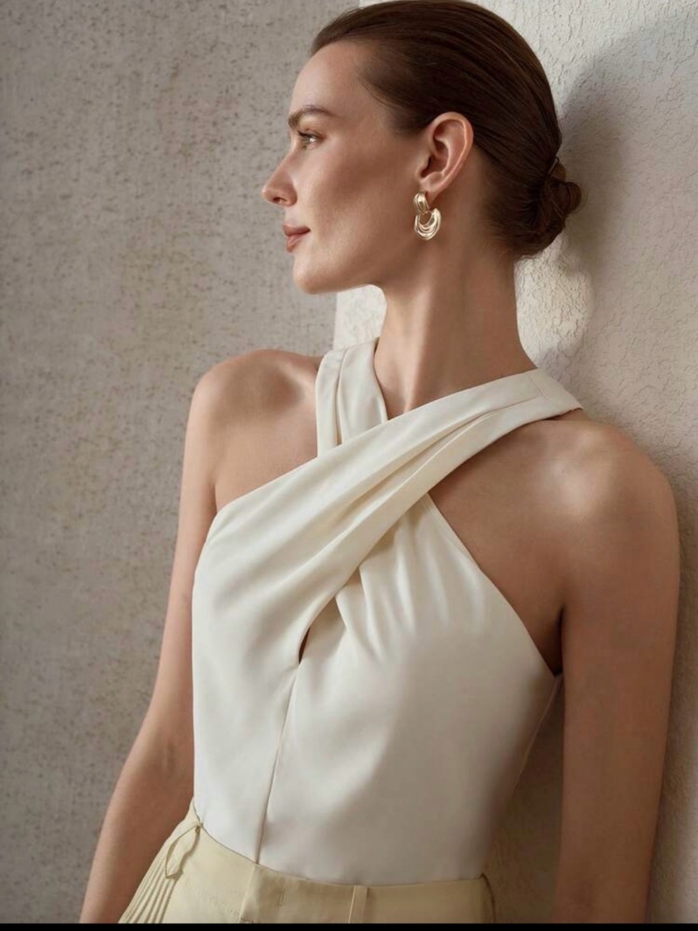 MOTF Crisscrossing One-Shoulder White Cross-Front Dress